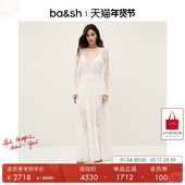 bash春季 法式 假日wedding纯白蕾丝派对露背年会礼服长裙1E25CYCL