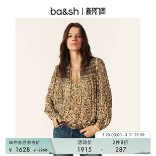 复古印花度假风女雪纺衬衫 法式 bash春季 上衣1E25CAPU 2件8折
