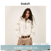 棉质上衣1E26NAMI 波西米亚风米白色蕾丝拼接衬衫 bash2026新款 春季