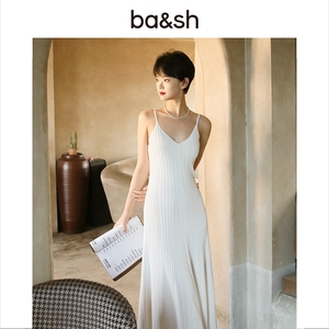 【杨采钰同款】bash夏季法式气质纯色针织吊带礼服连衣裙1E24PAMI