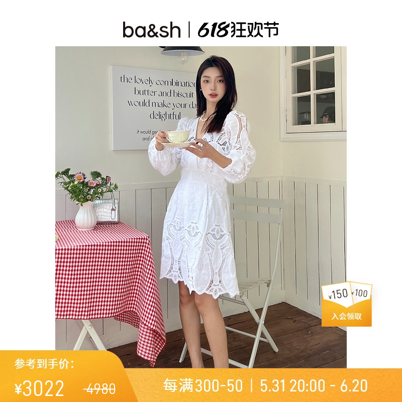 ba&sh春夏裙子仙女蕾丝短裙法式V领订婚甜美高级感连衣裙1E23ERIN