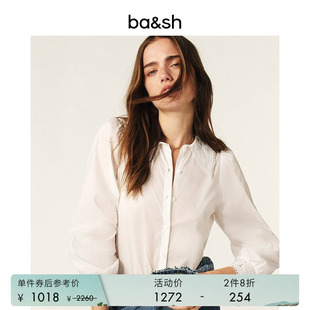 女上衣小衫 1E25PELB 娃娃领刺绣棉质衬衫 法式 2件8折 bash春季