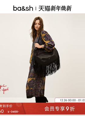 bash春季繁花佩斯迷笛连衣裙波西米亚风连身长裙1H25BARL