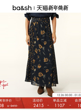 bash冬季蒲公英碎花半裙复古优雅法式半身裙子印花中长裙1H24FIND