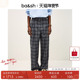 女宽松休闲阔腿裤 bash春季 1H25TAD 法式 松弛通勤长裤 复古格纹裤 装