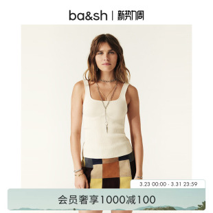 针织打底衫 背心女款 1E23OXMO 罗纹内搭吊带上衣方领无袖 bash夏季