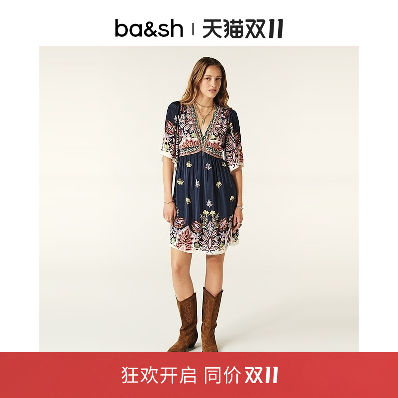 ba&Sh法式复古印花连衣裙