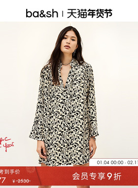 bash2026新款春季度假风印花气质衬衫裙法式碎花连衣短裙1E26PERL