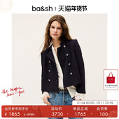 经典 bash冬季 法式 干练通勤女绵羊毛混纺正肩双排扣短外套1E25MISL