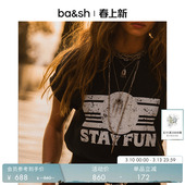 复古休闲印花棉质短袖 法式 bash春季 T恤女1H25REES 谭松韵同款