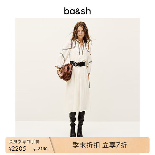法式极简线条印花连衣裙