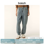 女士长裤 bash春季 口袋棉质牛仔裤 休闲水洗收脚工装 1E25AVAL 法式
