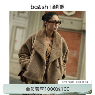 法式 bash冬季 复古机车风环保皮草短外套大衣1H25PINI 董璇同款