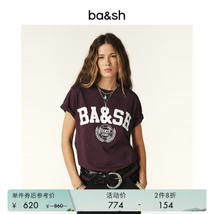 法式 2件8折 bash夏季 T恤1H24IONI 简约字母印花休闲棉质短袖
