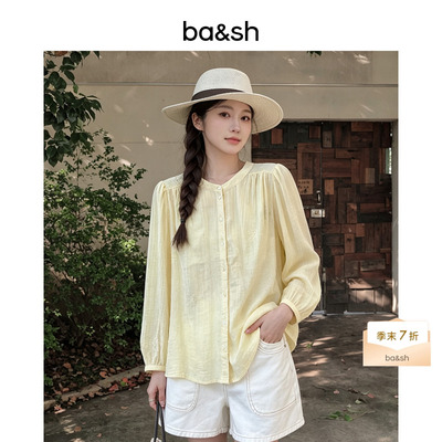 【季末7折】bash2026新款夏季法式清新刺绣衬衫棉质上衣1E26DUHA