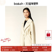 季 末5折起 bash冬季 法式 休闲白色翻领羊毛混纺大衣外套1E24KAM