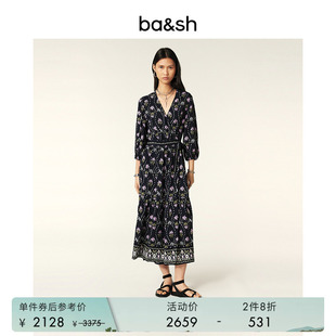 bash春季 蜡染印花V领法式 度假风裙子连衣裙1E24NERL 2件8折