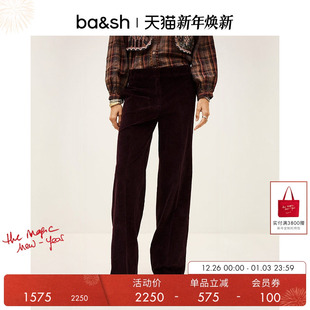 秋简约纯色灯芯绒直筒休闲裤 bash2025新款 末7折起 1H25VILY 季