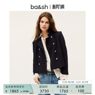 干练通勤女绵羊毛混纺正肩双排扣短外套1E25MISL 经典 bash春季 法式