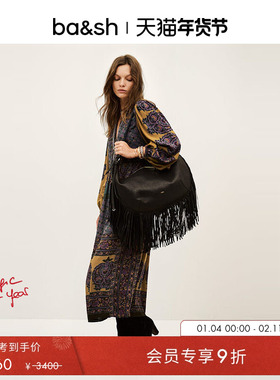 bash春季繁花佩斯迷笛连衣裙波西米亚风连身长裙1H25BARL