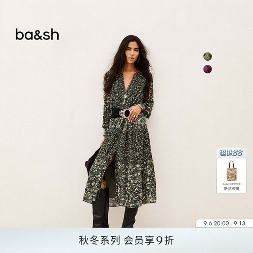 ba&sh漫游花园深色碎花连衣裙