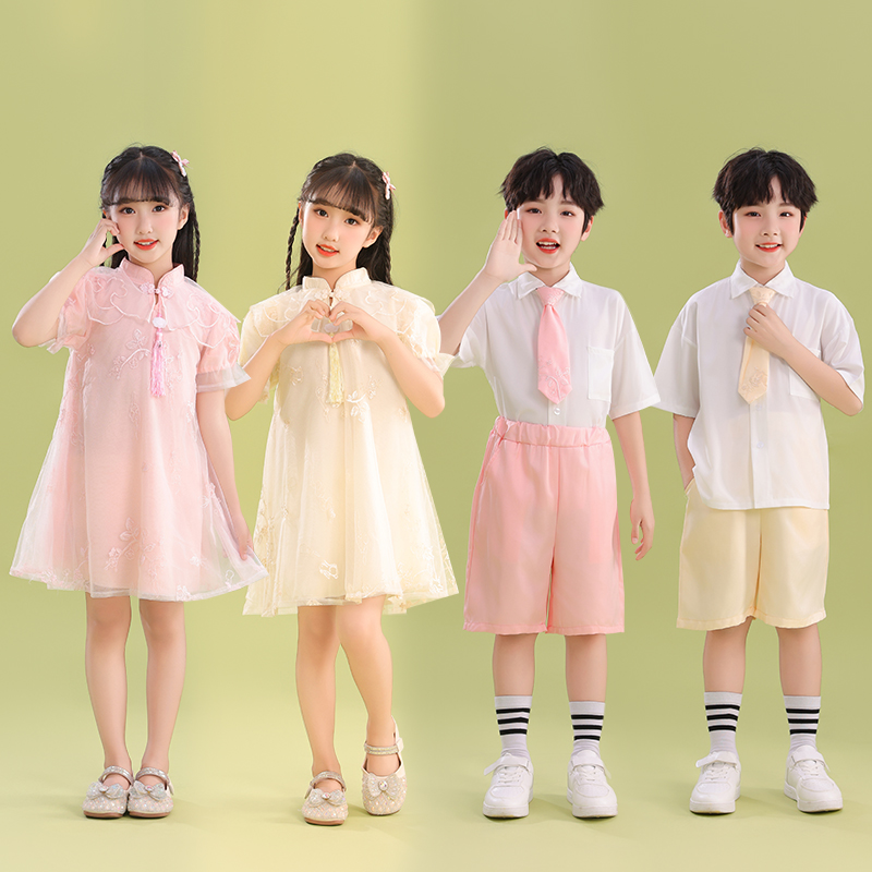 六一儿童节合唱演出服女童舞蹈蓬蓬裙男童礼服小学生毕业表演服装