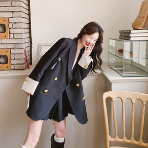 黑色高级感西装外套女2025年春季新款韩版宽松休闲小个子超火西服图片