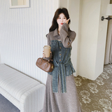 【大货】26春季新款牛仔拼接两件套套装C021-2606-P195控298，女装套装/套裙，2C021