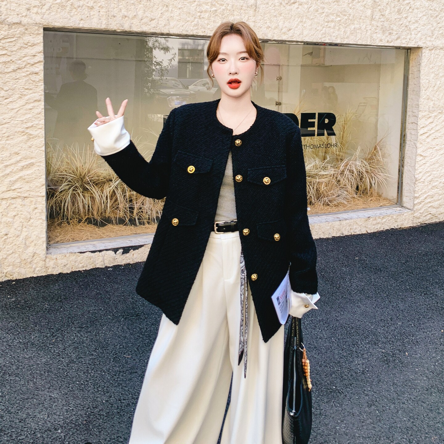 【26春款大货】百搭金扣黑色小香风外套C021-1118-P165控248,女装短外套,2C021