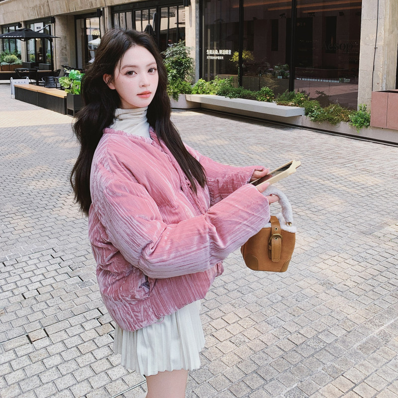 【大货】圆领飘带2色短款90绒羽绒服C021-3195-P285控428,女装羽绒服,2C021