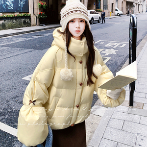 【出货中】25冬蝴蝶结刺绣奶黄90羽绒服C021-3136-P325控488图片