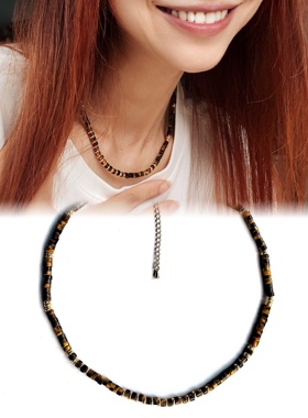 复古小众轻奢天然欧美项链虎眼石