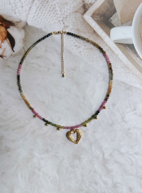 原创项链碧玺多巴胺彩色女