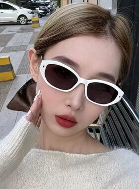 白框猫眼复古墨镜女夏季