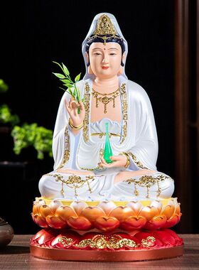 观音树脂佛像摆件彩绘贴金批发观世音菩萨神像12寸16寸19寸26寸