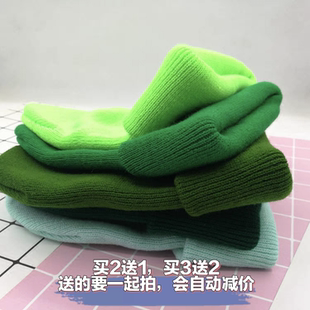 绿帽子男针织毛线帽女护耳保暖情侣分手闺蜜暗示帽子男女春秋冬季