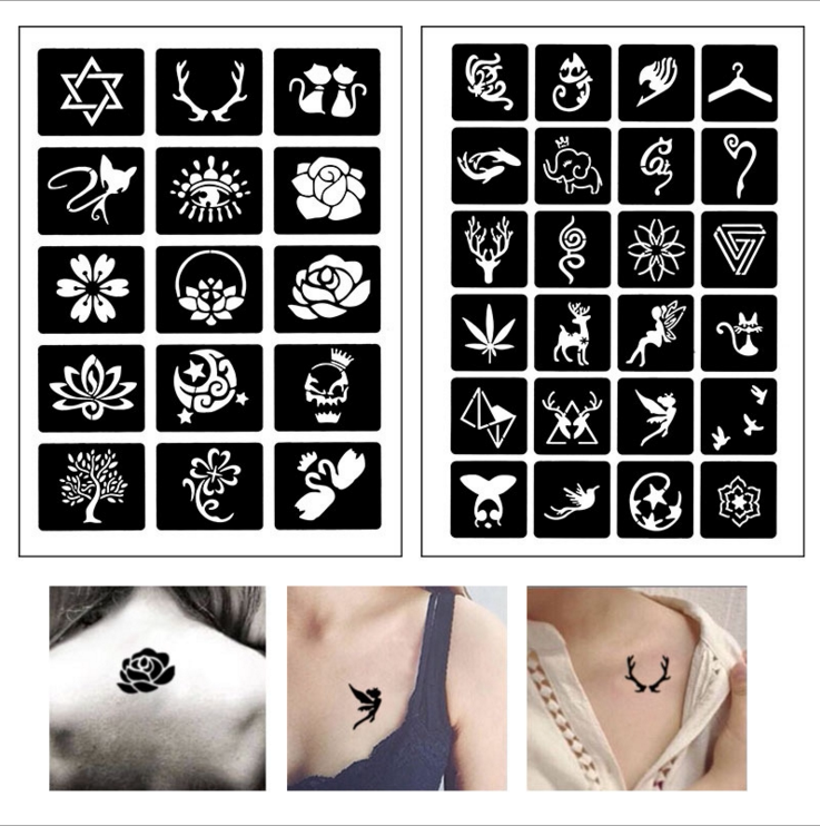 韩国半永久纹绣小纹身模板贴纸图案海娜镂空男女小清新持久防水