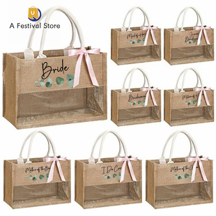 Wedding season Bride themed linen transparent tote bag伴手礼