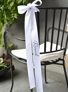 5pcs Chair Seating White Ribbon Tags Reserved Aisle Ribbons