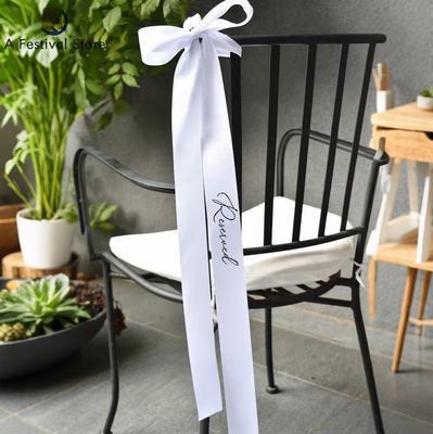 Reserved印花白色丝带婚礼飘带