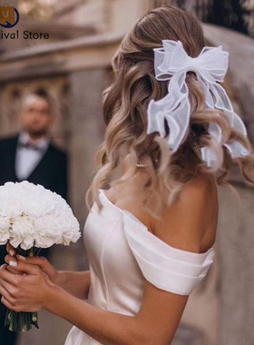 Lystrfac Fashion White Romantic Mesh Pearl Bow Hair Clips