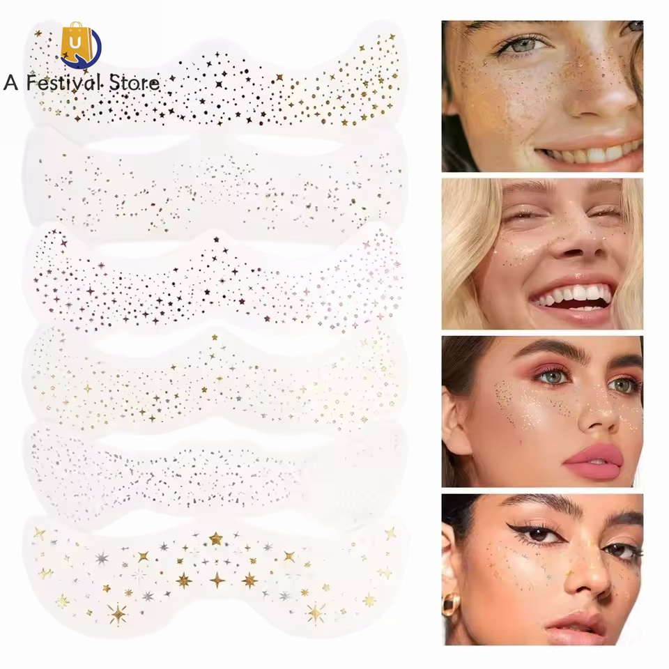 6pcs Hot Stamping Freckles Makeup Patches Metallic Radiation