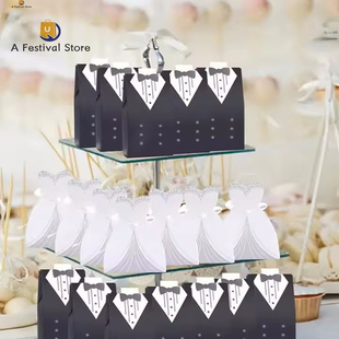 50pcs Wedding Candy Box,Bride And Groom Dress Vintage Gift