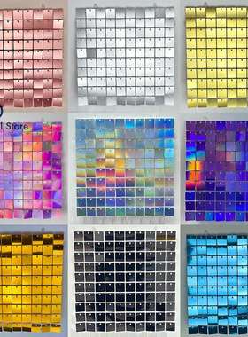 18pcs Golden Sequin Backdrop Panel for Wedding Party派对装饰