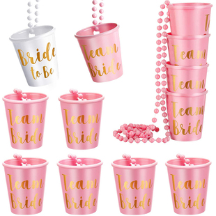 1Set Team Bride To Be Cup Plastic Shot Glasses Necklace Bach