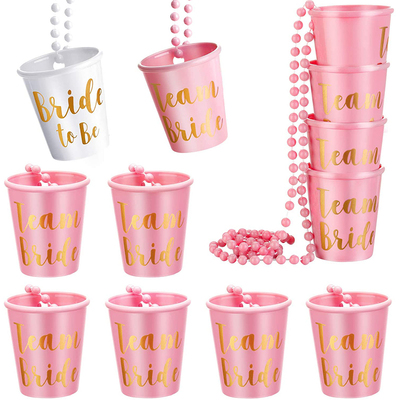 1Set Team Bride To Be Cup Plastic Shot Glasses Necklace Bach