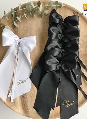 新娘伴娘色丝带蝴蝶头饰婚礼单身伴手礼Bridesmaid bow headdress