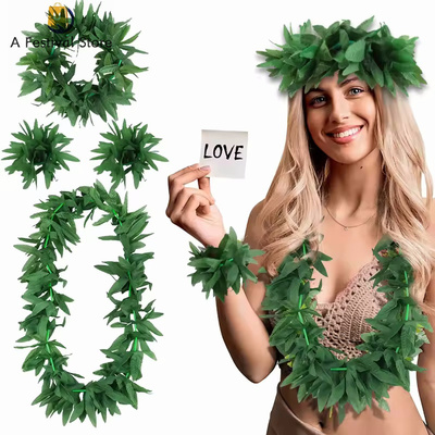 夏威夷仿真枫叶绿叶花环舞台派对