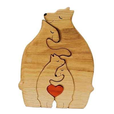 Bear Family Theme Wooden Art Puzzle Wooden Sculpture DIY Cut