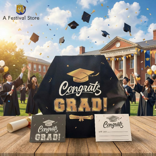 GRAD黑色毕业季贺卡箱投票箱